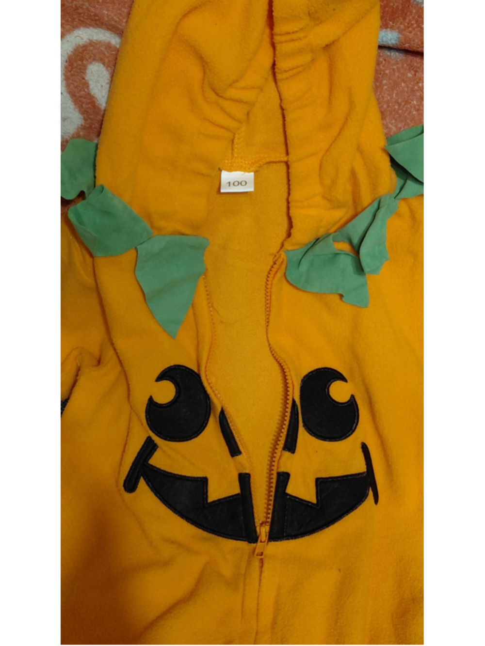 Baby Unbranded Halloween Pumpkin Costume One Size Orange Green - Picture 2 of 3